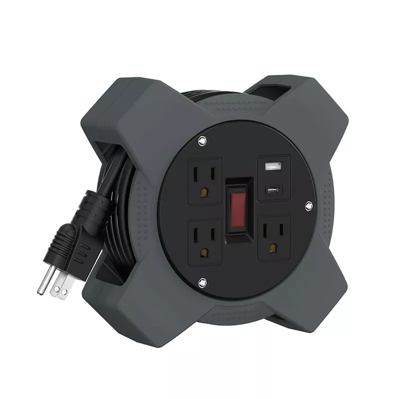 3 آؤٹ لیٹس یو ایس بی پلاسٹک کورڈ ریل 20 فٹ