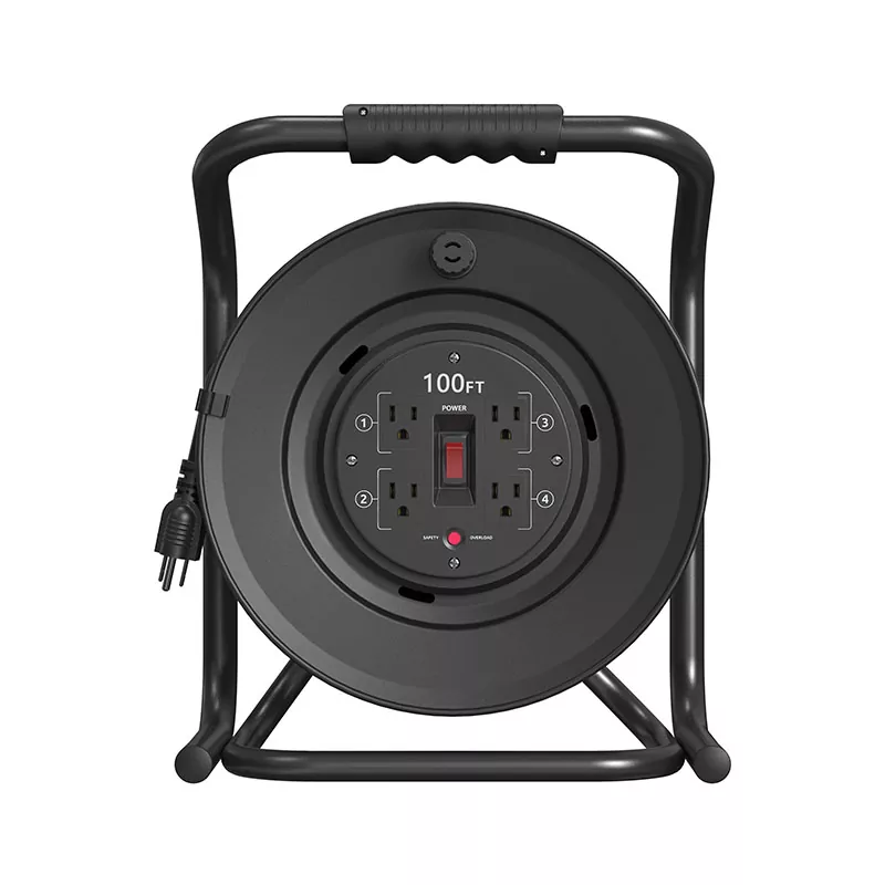 4 آؤٹ لیٹس پلاسٹک کورڈ ریل 100 فٹ 4 آؤٹ لیٹس پلاسٹک کورڈ ریل 100 فٹ