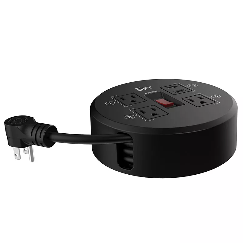 Mini 3 Outlets Usb2.4a پلاسٹک کورڈ ریل