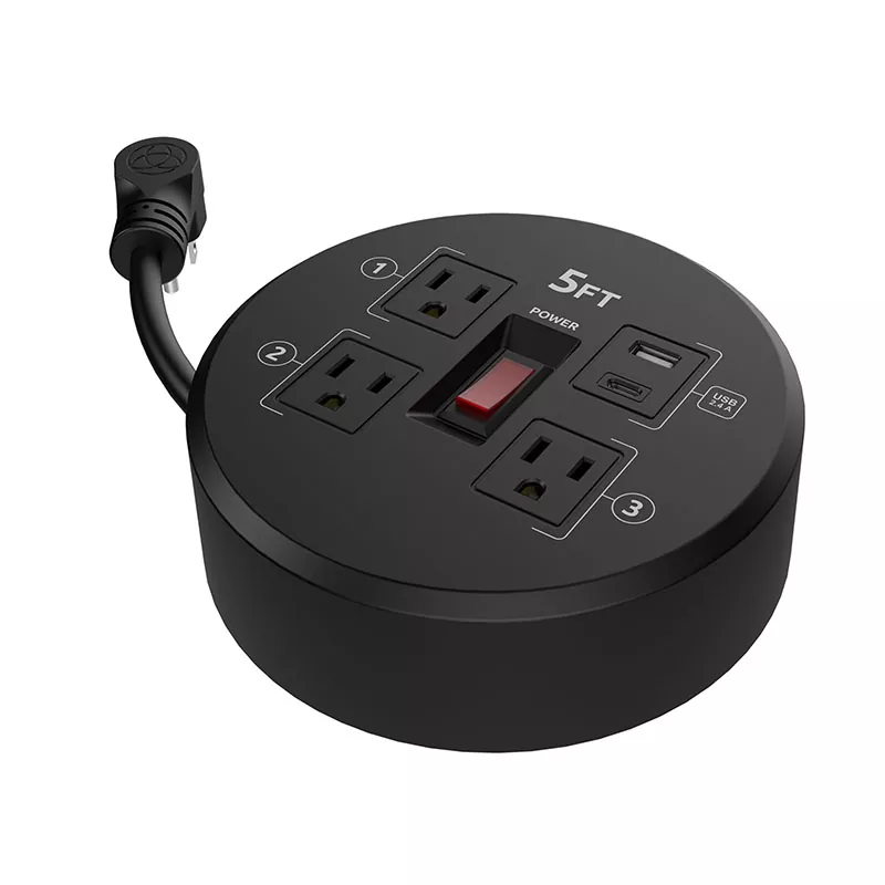 Mini 3 Outlets Usb2.4a پلاسٹک کورڈ ریل