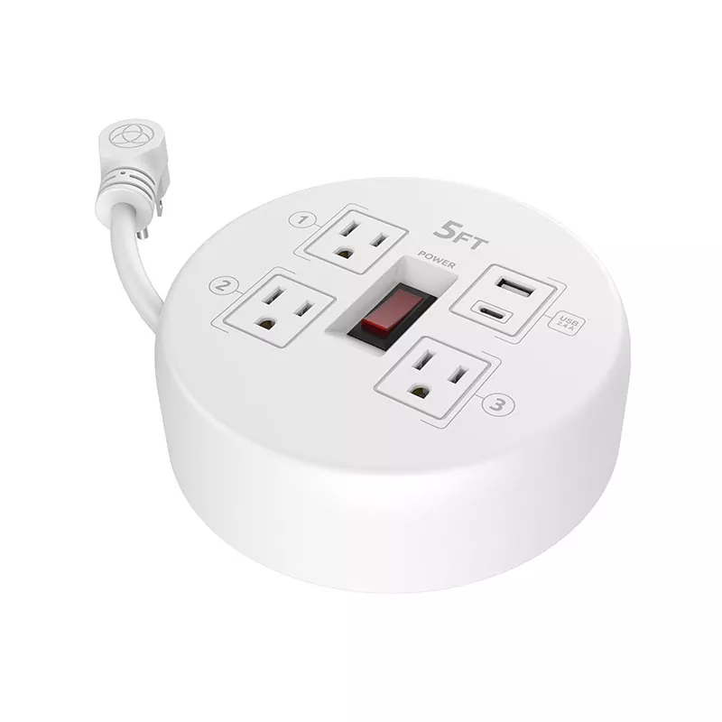 Mini 3 Outlets Usb2.4a پلاسٹک کورڈ ریل
