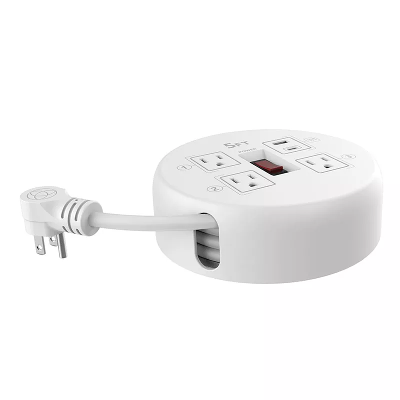Mini 3 Outlets Usb2.4a پلاسٹک کورڈ ریل